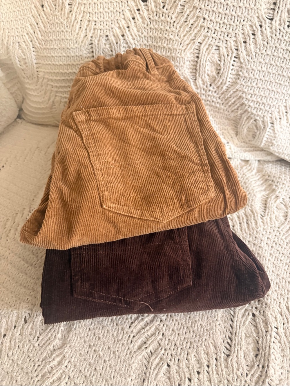 Set of 2! The Children's Place Corduroy Overalls in Camel and Chocolate